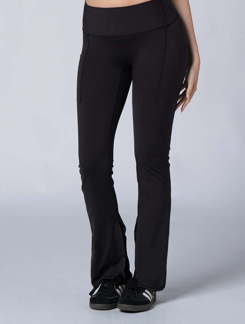 Doux™ 美型微喇叭開衩瑜珈褲24 - 2 (黑) - AROAK 機能健身服飾 | 專為健人打造