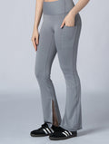 Doux™ 美型微喇叭開衩瑜珈褲24 - 2 (淺灰) - AROAK 機能健身服飾 | 專為健人打造