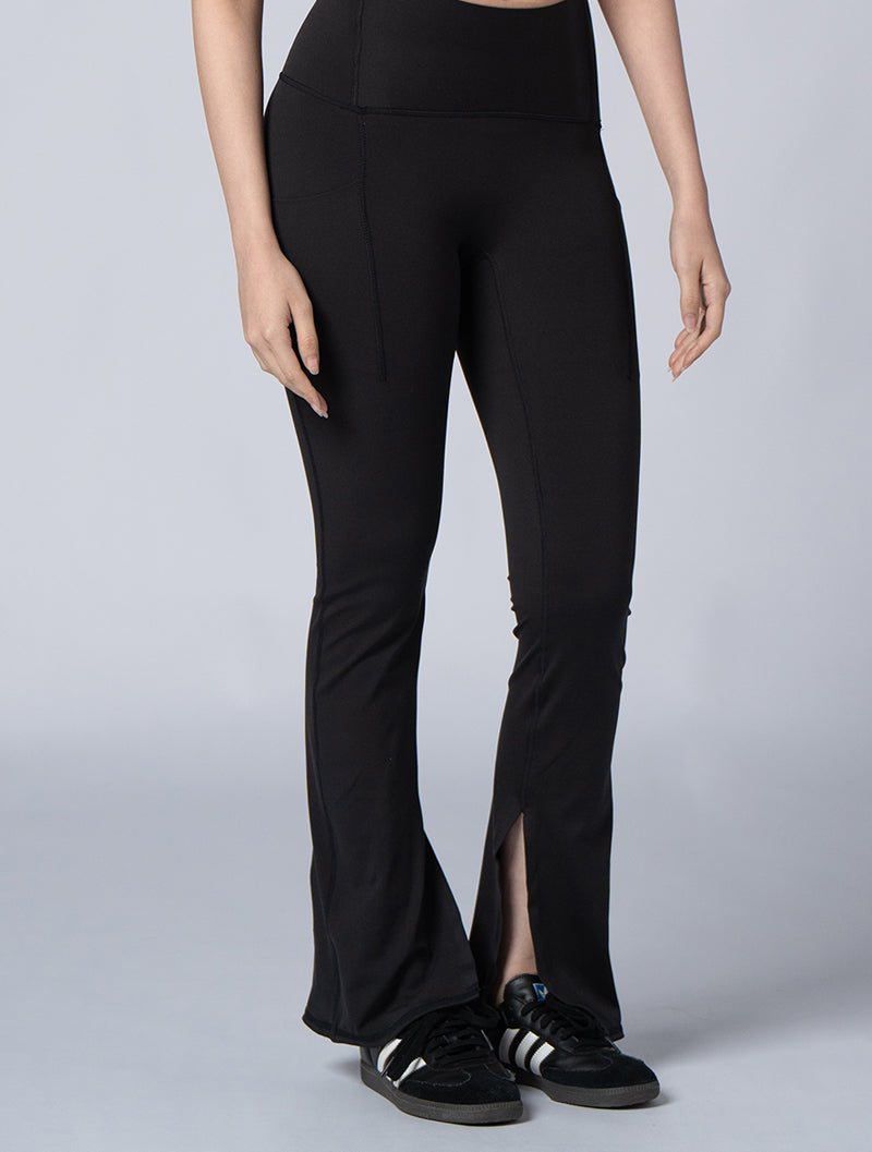 Doux™ 美型微喇叭開衩瑜珈褲24 - 2 (黑) - AROAK 機能健身服飾 | 專為健人打造