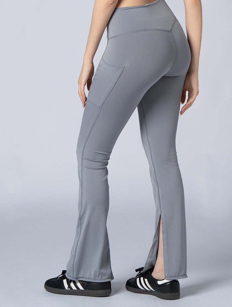 Doux™ 美型微喇叭開衩瑜珈褲24 - 2 (淺灰) - AROAK 機能健身服飾 | 專為健人打造