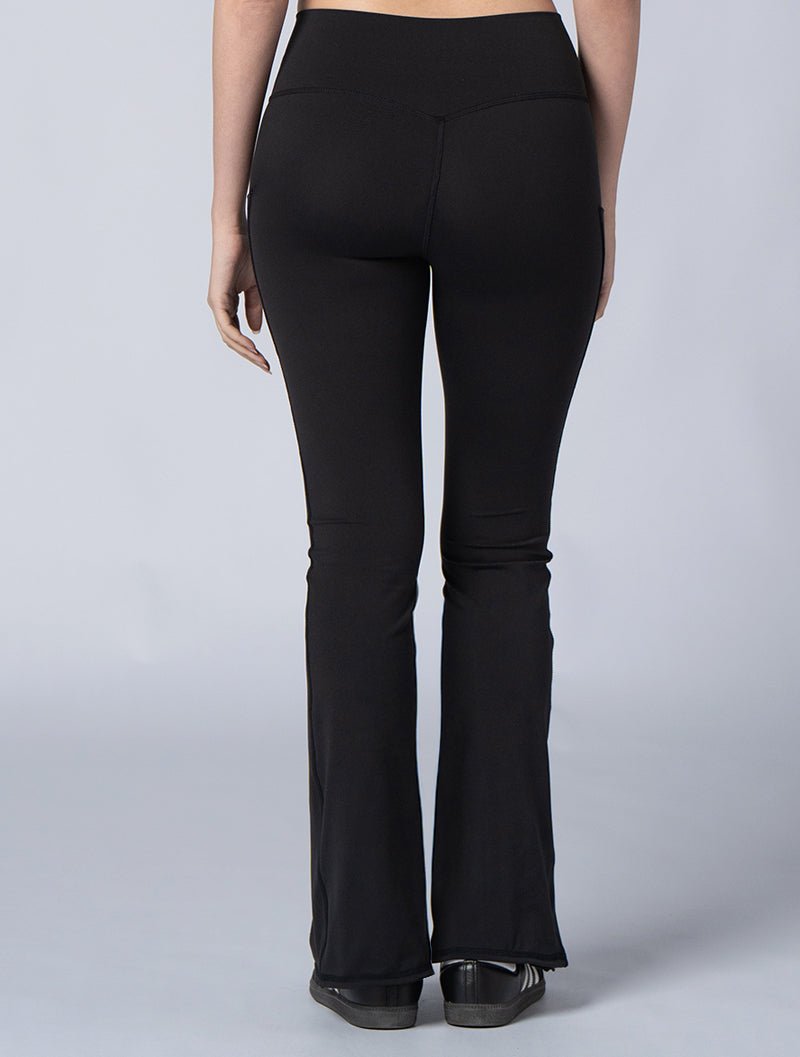 Doux™ 美型微喇叭開衩瑜珈褲24 - 2 (黑) - AROAK 機能健身服飾 | 專為健人打造