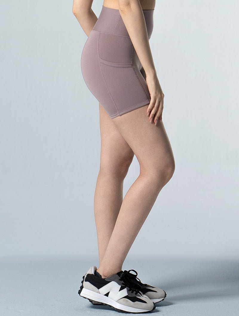 Doux™ 裸感曲線3分瑜珈褲 (煙燻粉) - AROAK 機能健身服飾 | 專為健人打造