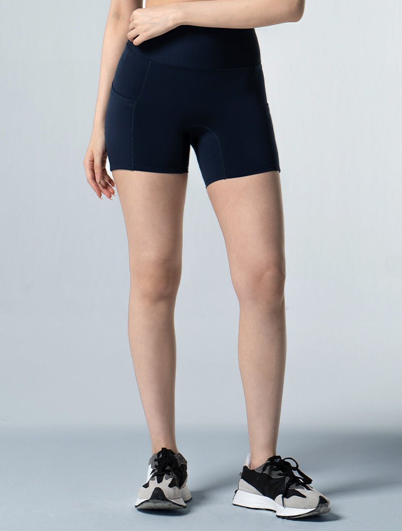 Doux™ 裸感曲線3分瑜珈褲 (深藍) - AROAK 機能健身服飾 | 專為健人打造