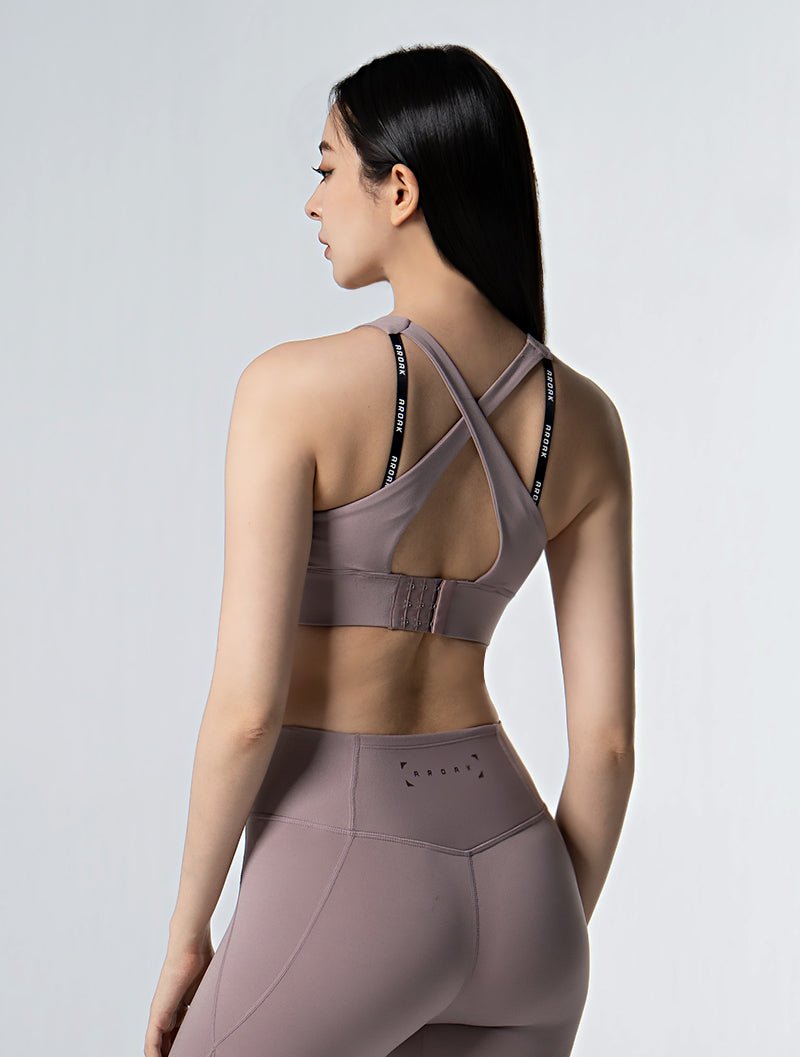 Doux™ Xross後背扣BraTop 25 - 1 (煙燻粉) - AROAK 機能健身服飾 | 專為健人打造