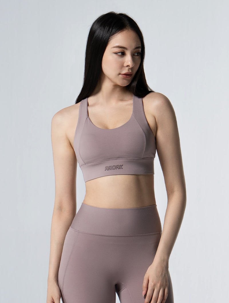 Doux™ Xross後背扣BraTop 25 - 1 (煙燻粉) - AROAK 機能健身服飾 | 專為健人打造