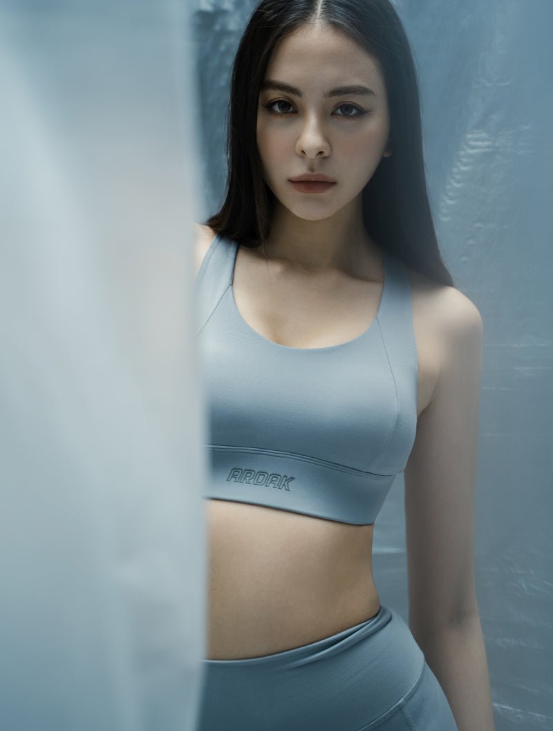 Doux™ Xross後背扣BraTop 25 - 1 (淺灰) - AROAK 機能健身服飾 | 專為健人打造
