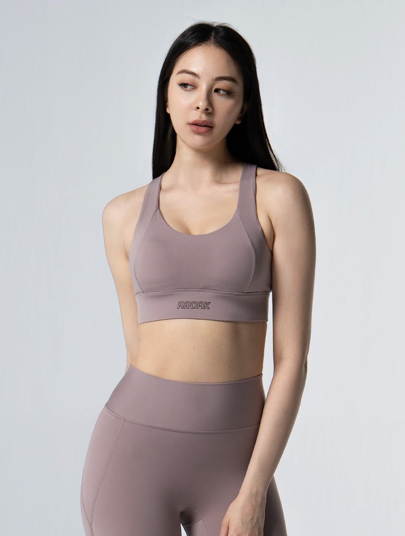Doux™ Xross後背扣BraTop 25 - 1 (煙燻粉) - AROAK 機能健身服飾 | 專為健人打造