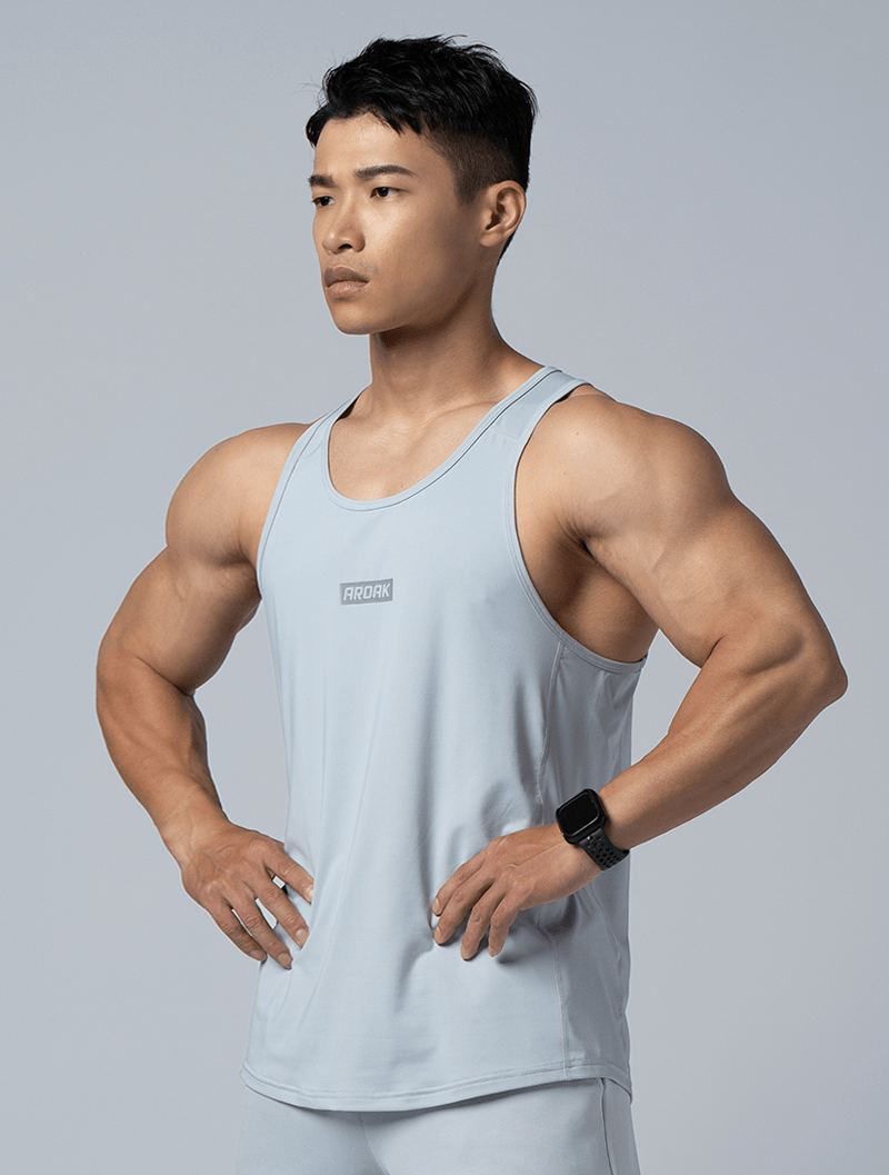 FlexSmooth™剪接尼龍訓練背心 (淺灰) - AROAK 機能健身服飾 | 專為健人打造