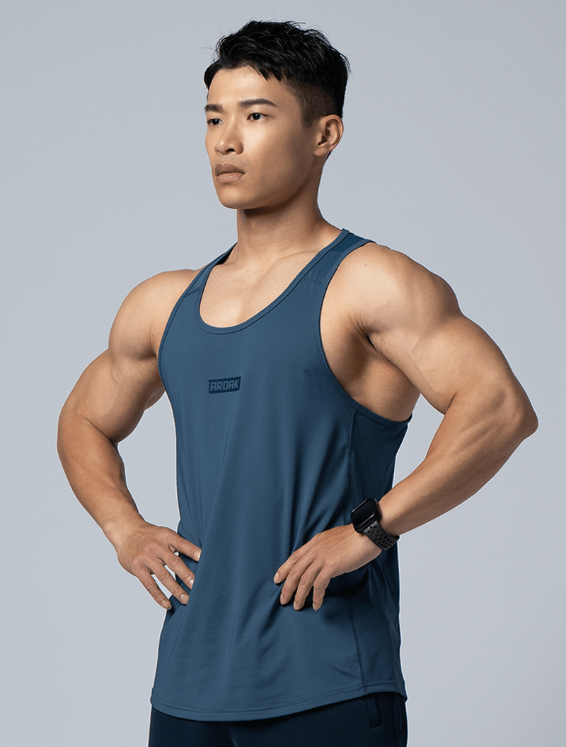 FlexSmooth™剪接尼龍訓練背心 (丈青) - AROAK 機能健身服飾 | 專為健人打造