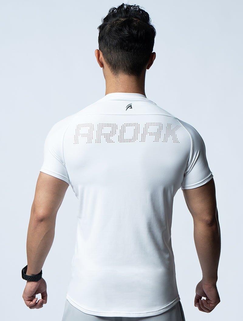 FluxFit™ 腋下拼接訓練上衣 (白) - AROAK 機能健身服飾 | 專為健人打造