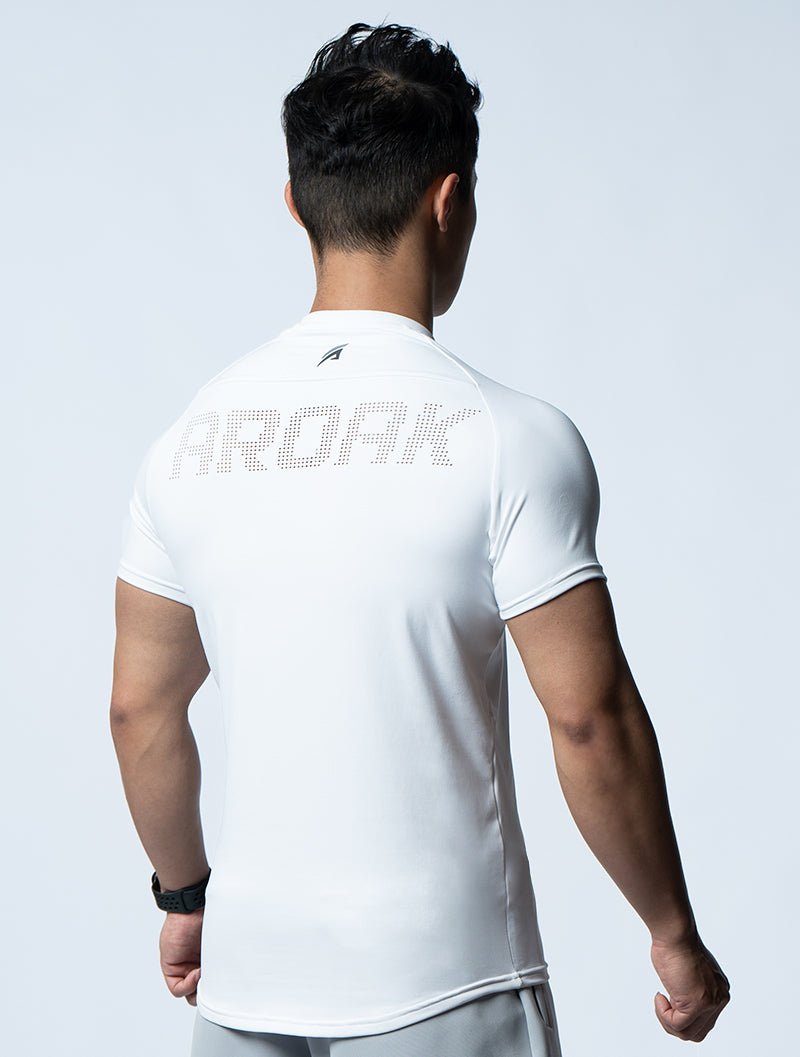 FluxFit™ 腋下拼接訓練上衣 (白) - AROAK 機能健身服飾 | 專為健人打造