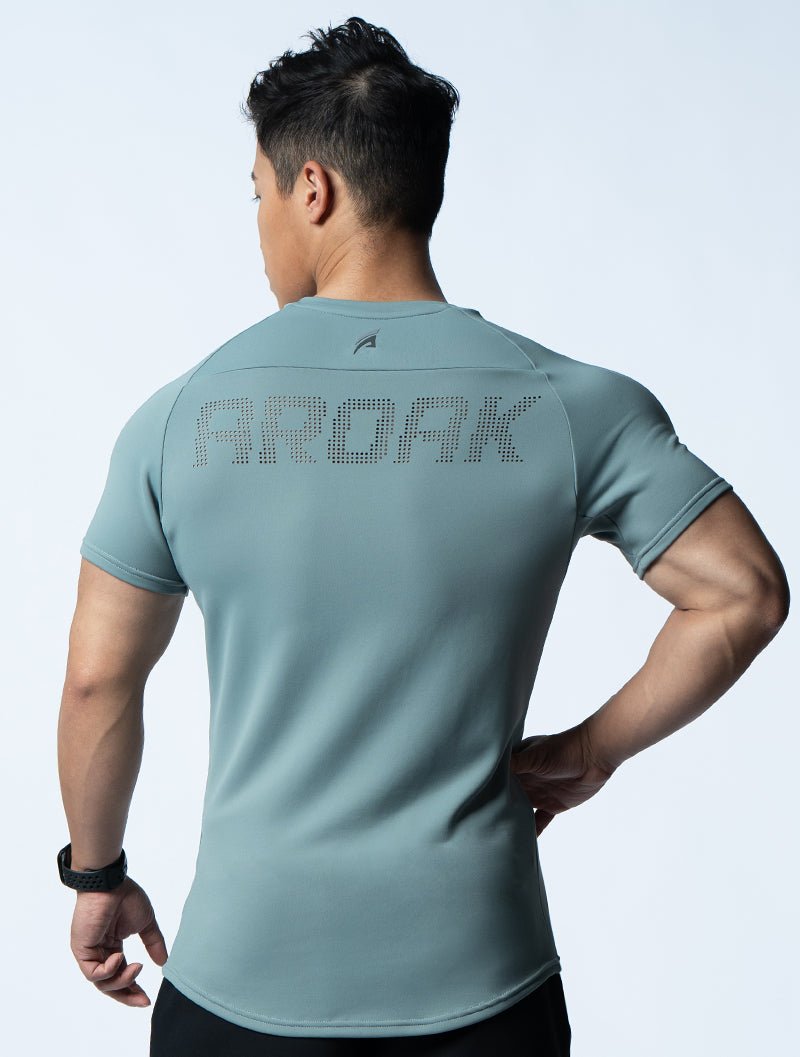 FluxFit™ 腋下拼接訓練上衣 (別墅綠) - AROAK 機能健身服飾 | 專為健人打造