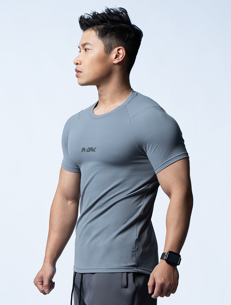 FluxFit™ 機能訓練短袖上衣 (日蝕灰) - AROAK 機能健身服飾 | 專為健人打造