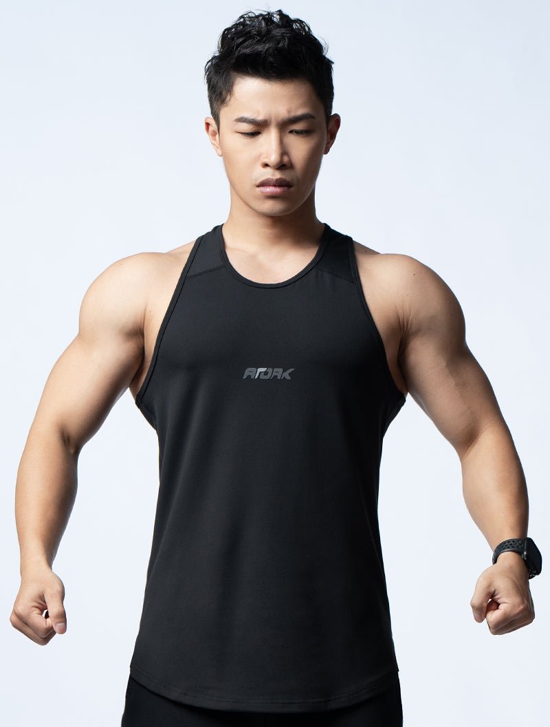 FluxFit™ 拼接本布併縫訓練背心 (黑) - AROAK 機能健身服飾 | 專為健人打造