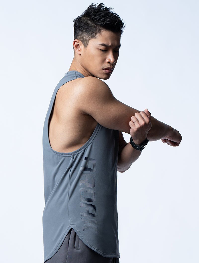 FluxFit™ 側開衩休閒背心 (日蝕灰) - AROAK 機能健身服飾 | 專為健人打造