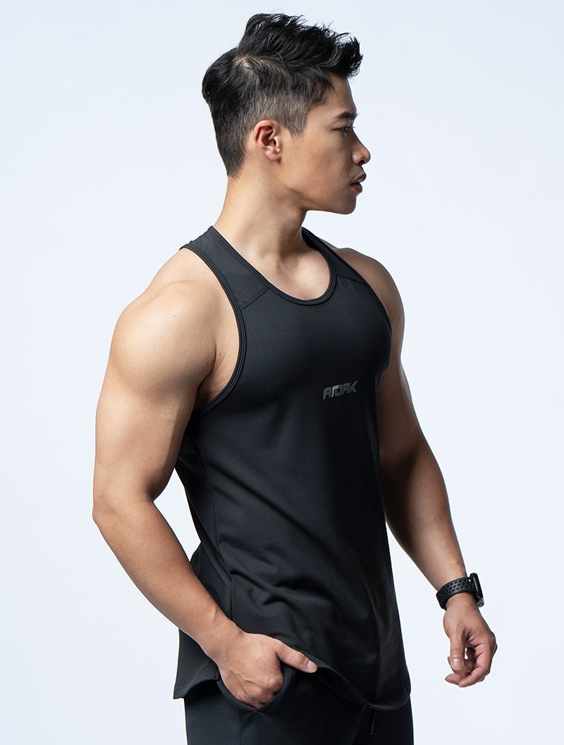 FluxFit™ 拼接本布併縫訓練背心 (黑) - AROAK 機能健身服飾 | 專為健人打造