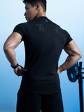 FluxFit™ 腋下拼接訓練上衣 (黑) - AROAK 機能健身服飾 | 專為健人打造