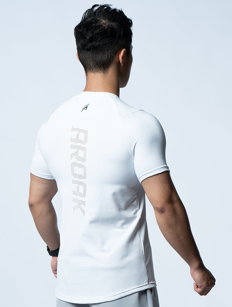 FluxFit™ 機能訓練短袖上衣 (白) - AROAK 機能健身服飾 | 專為健人打造