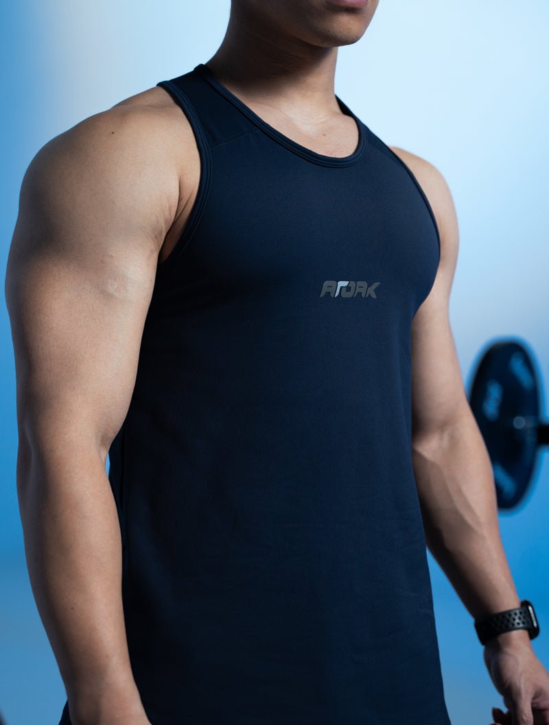 FluxFit™ 拼接本布併縫訓練背心 (黑) - AROAK 機能健身服飾 | 專為健人打造