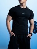 FluxFit™ 腋下拼接訓練上衣 (黑) - AROAK 機能健身服飾 | 專為健人打造