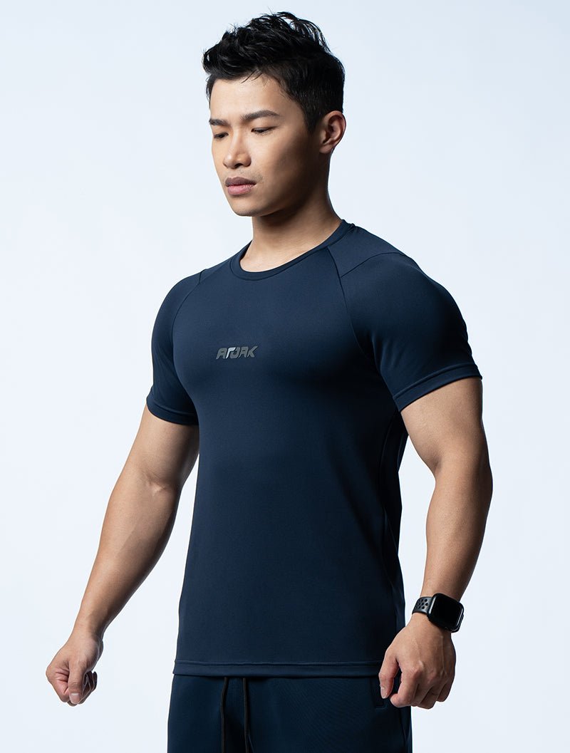 FluxFit™ 機能訓練短袖上衣 (英雄藍) - AROAK 機能健身服飾 | 專為健人打造