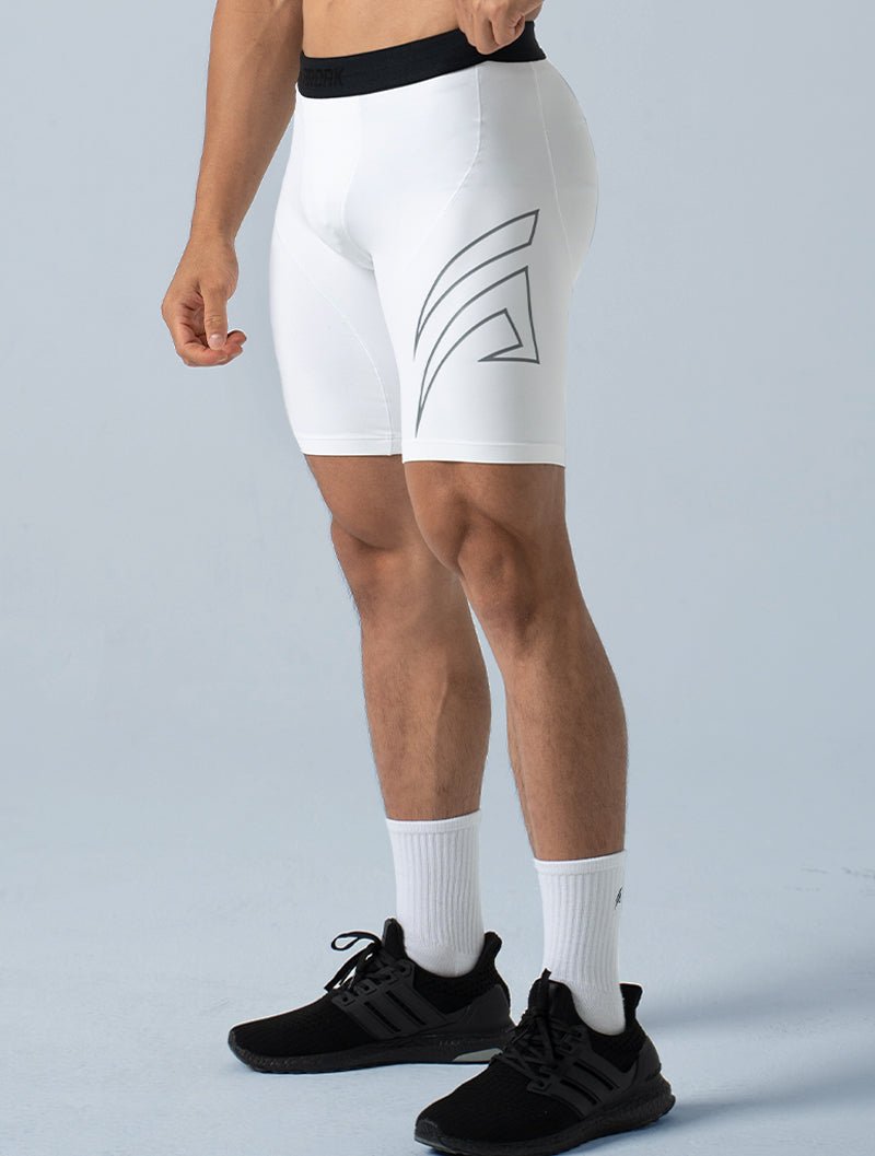 HyperSkin™ 緊身短褲 (白) - AROAK 機能健身服飾 | 專為健人打造