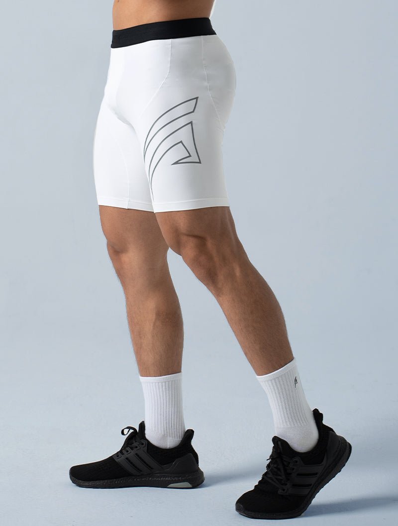HyperSkin™ 緊身短褲 (白) - AROAK 機能健身服飾 | 專為健人打造