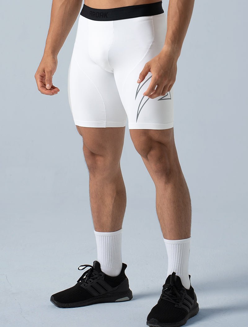 HyperSkin™ 緊身短褲 (白) - AROAK 機能健身服飾 | 專為健人打造