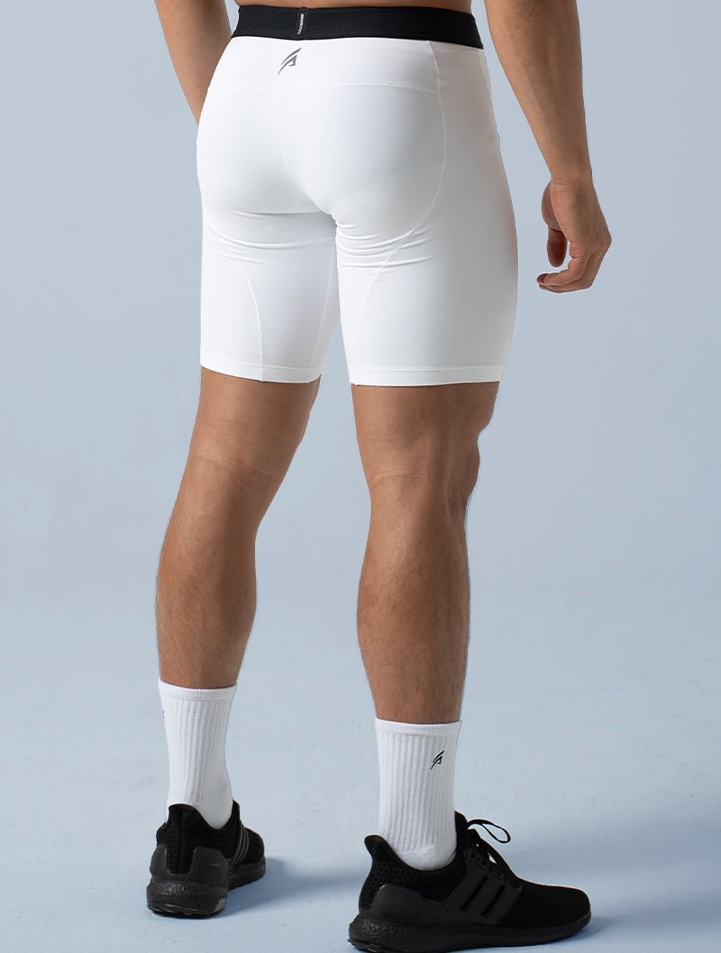 HyperSkin™ 緊身短褲 (白) - AROAK 機能健身服飾 | 專為健人打造
