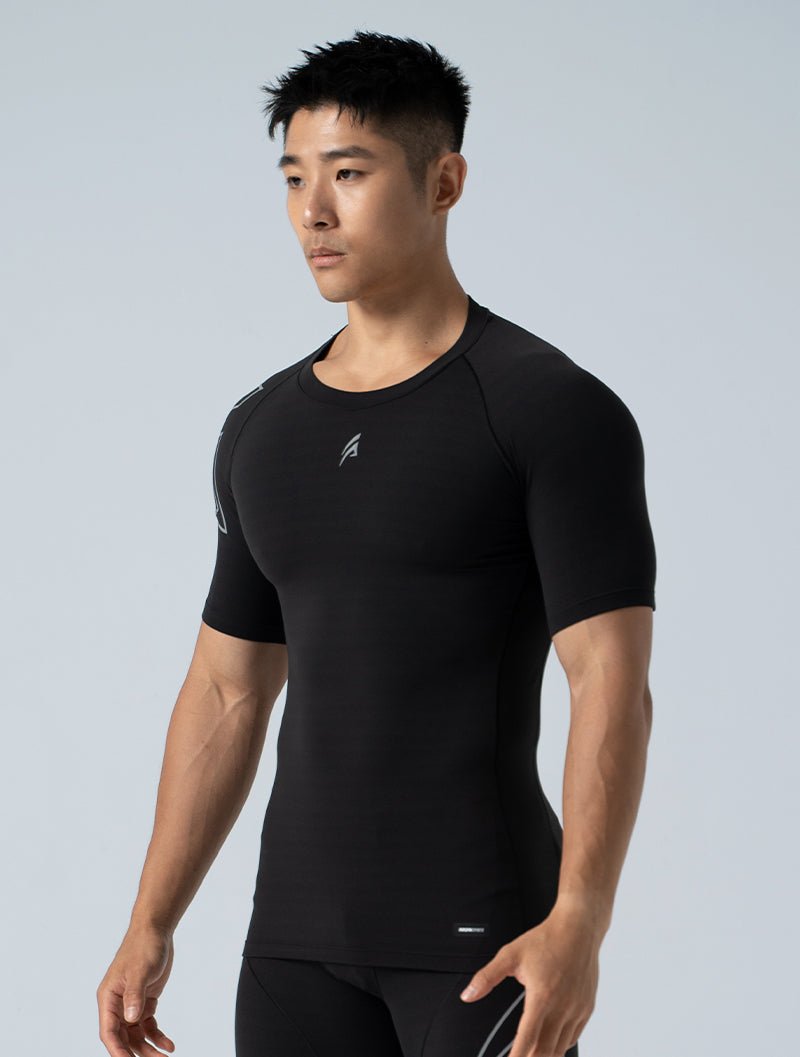 HyperSkin™ 拉克蘭袖緊身上衣 (黑) - AROAK 機能健身服飾 | 專為健人打造