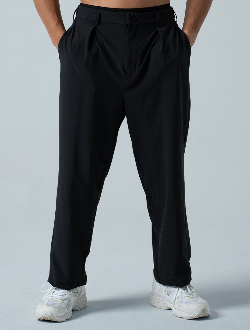 LightDry™ 輕盈機能休閒寬褲 (黑) - AROAK 機能健身服飾 | 專為健人打造