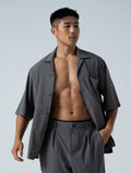 LightDry™ 輕盈機能開襟襯衫 (犀牛灰) - AROAK 機能健身服飾 | 專為健人打造