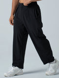 LightDry™ 輕盈機能休閒寬褲 (黑) - AROAK 機能健身服飾 | 專為健人打造