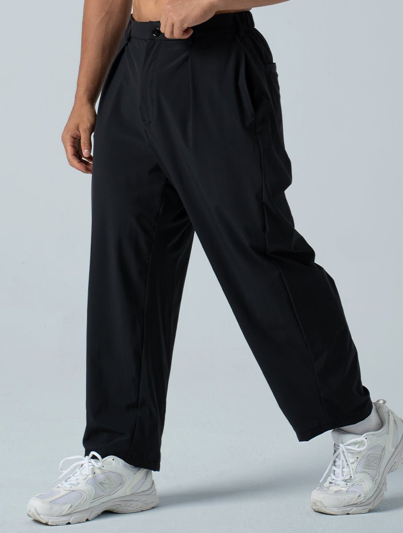 LightDry™ 輕盈機能休閒寬褲 (黑) - AROAK 機能健身服飾 | 專為健人打造