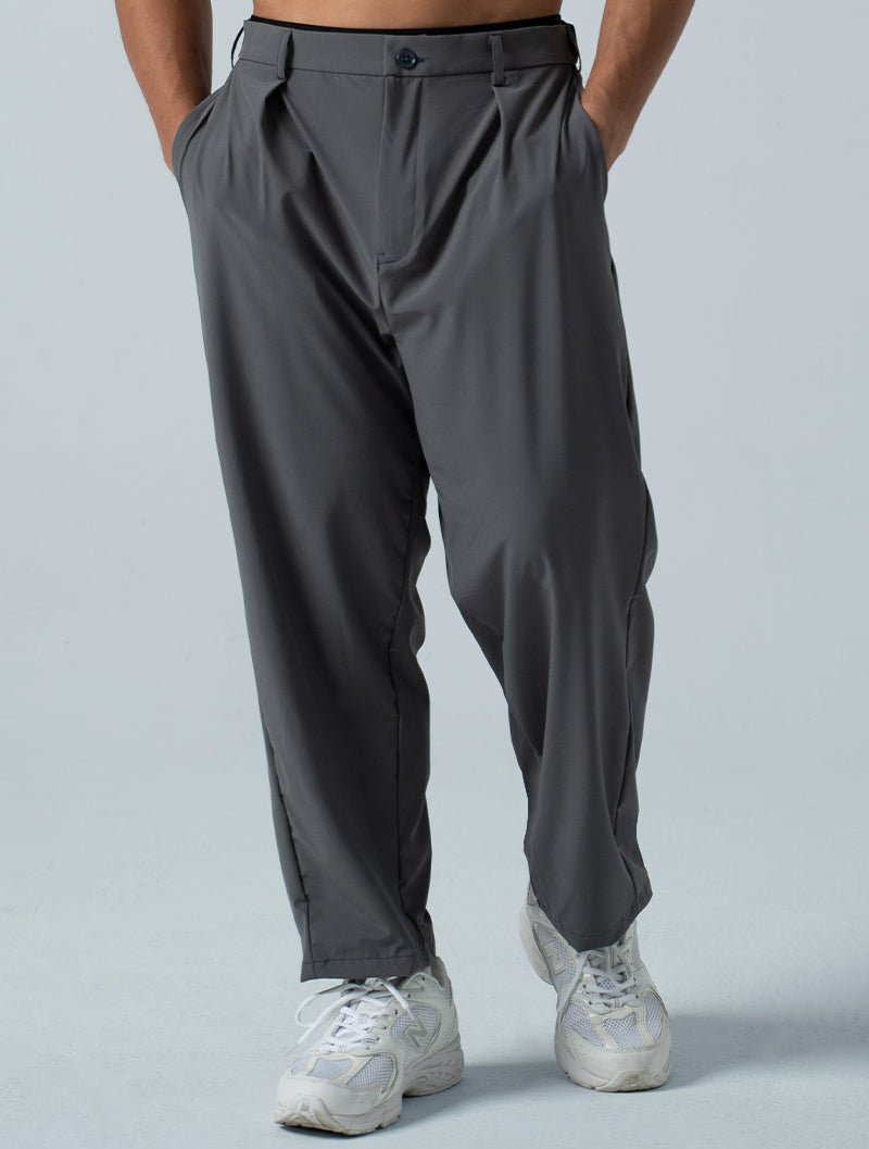 LightDry™ 輕盈機能休閒寬褲 (犀牛灰) - AROAK 機能健身服飾 | 專為健人打造