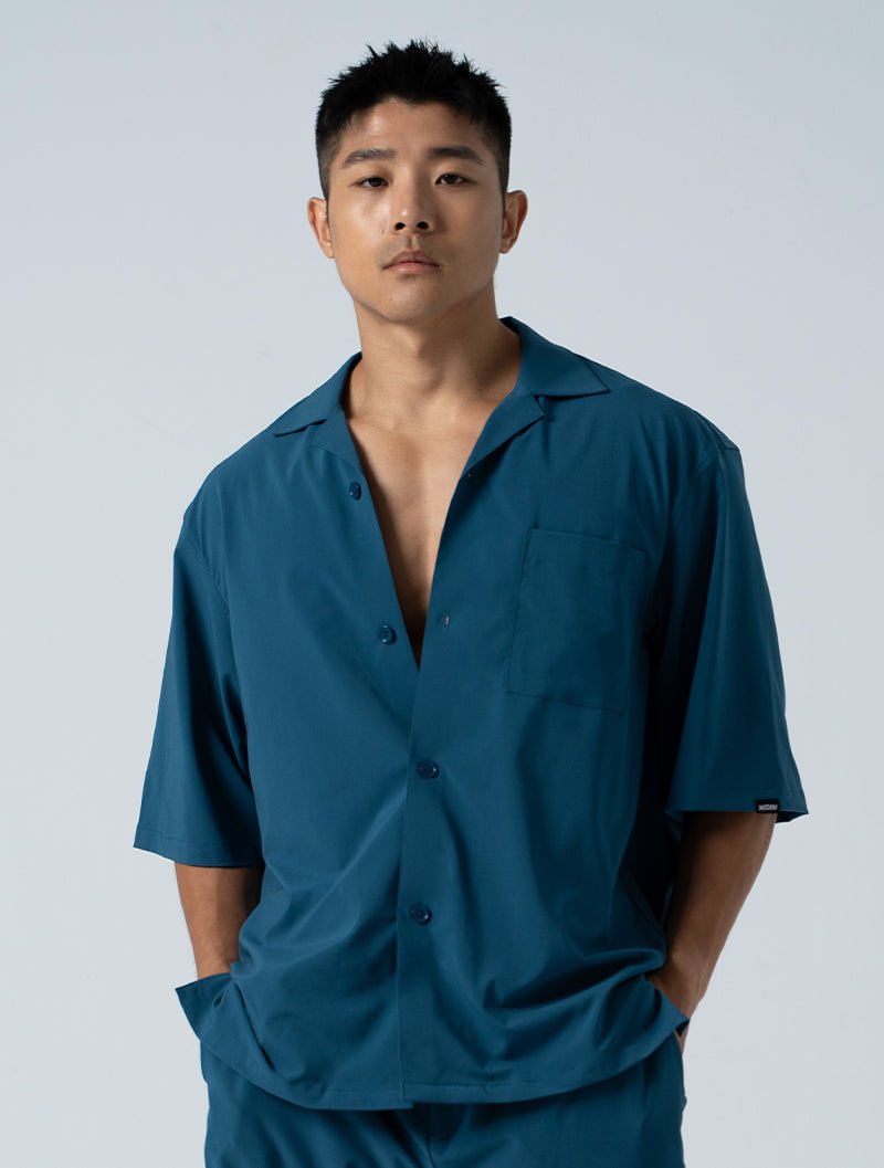 LightDry™ 輕盈機能開襟襯衫 (湖藍) - AROAK 機能健身服飾 | 專為健人打造