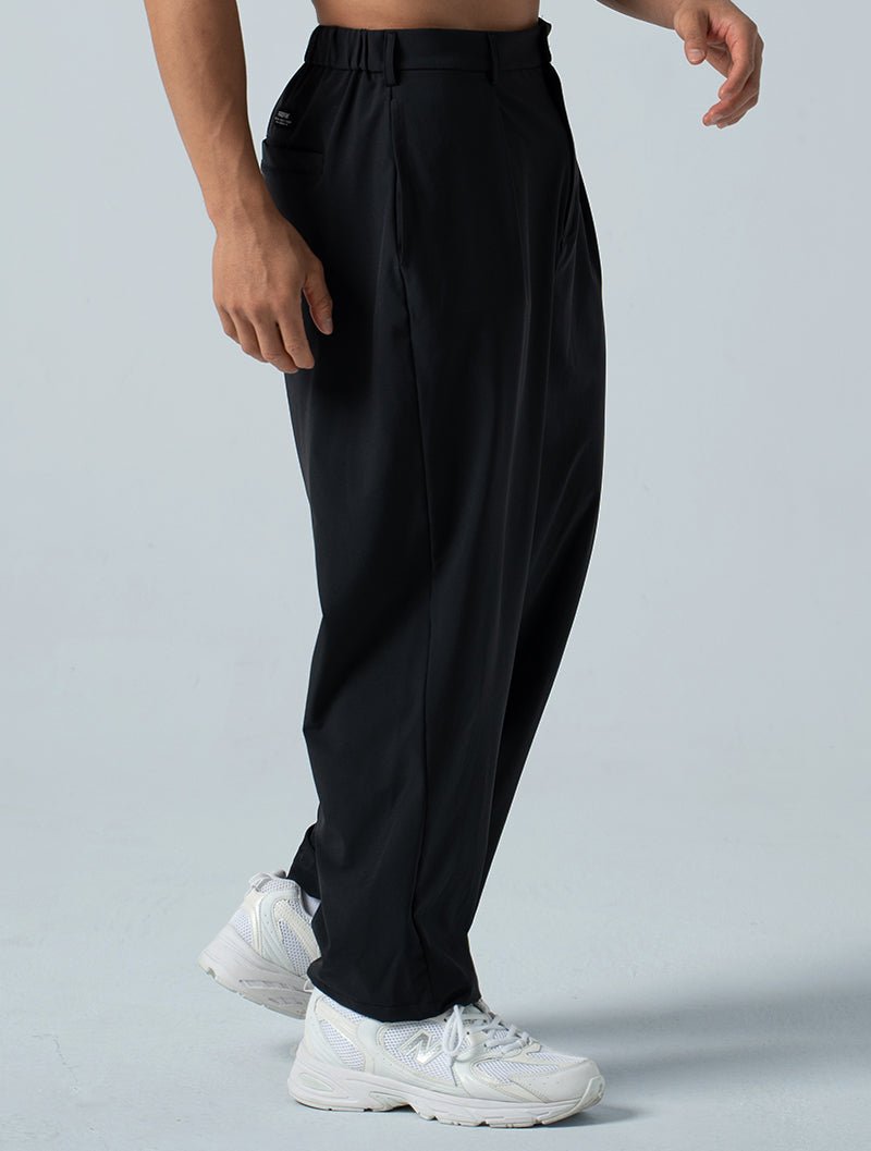 LightDry™ 輕盈機能休閒寬褲 (黑) - AROAK 機能健身服飾 | 專為健人打造