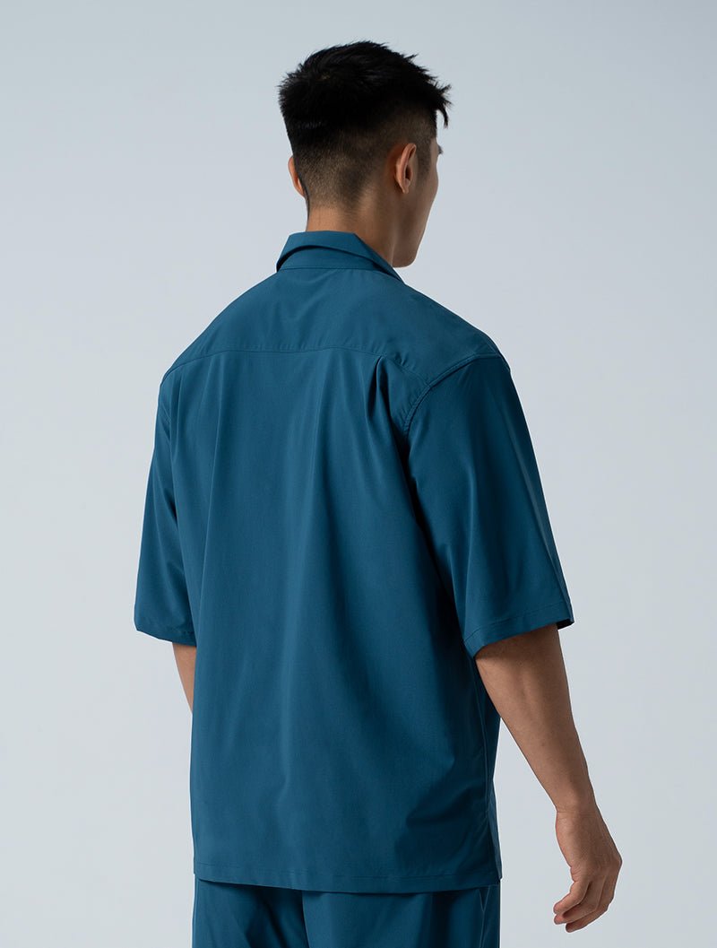 LightDry™ 輕盈機能開襟襯衫 (湖藍) - AROAK 機能健身服飾 | 專為健人打造