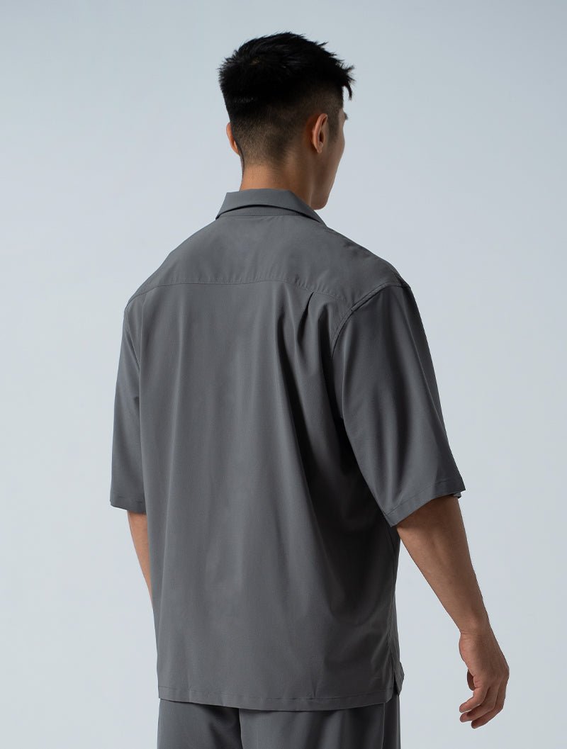 LightDry™ 輕盈機能開襟襯衫 (犀牛灰) - AROAK 機能健身服飾 | 專為健人打造