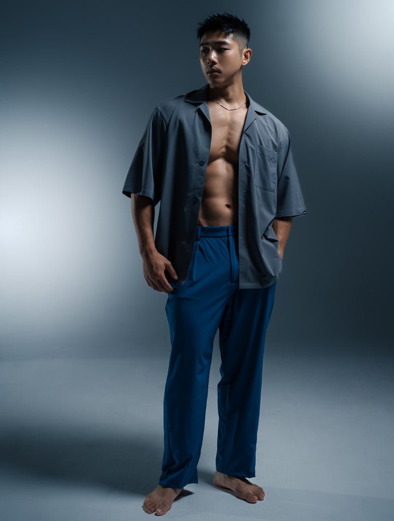 LightDry™ 輕盈機能開襟襯衫 (黑) - AROAK 機能健身服飾 | 專為健人打造