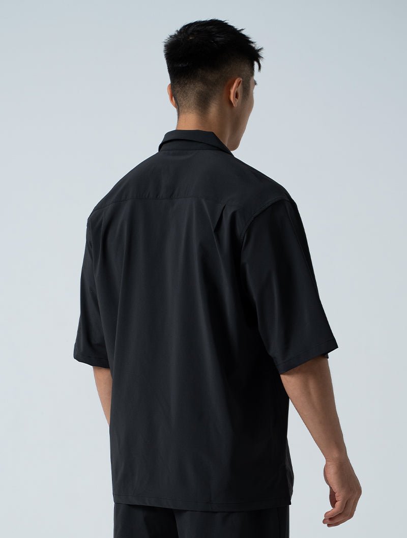 LightDry™ 輕盈機能開襟襯衫 (黑) - AROAK 機能健身服飾 | 專為健人打造