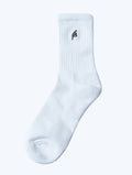 電繡LOGO中筒襪 (白) - AROAK 機能健身服飾 | 專為健人打造