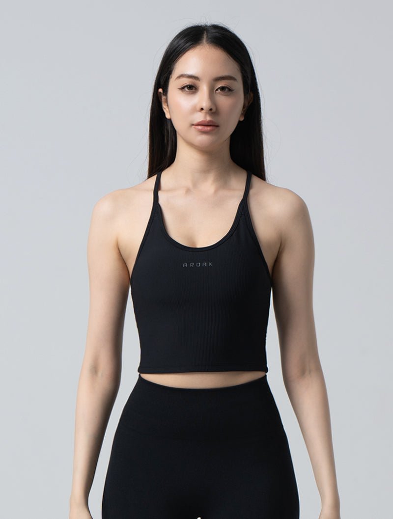 Lumin™ 肌能坑條蝴蝶背運動背心 24 - 1 (黑) - AROAK 機能健身服飾 | 專為健人打造