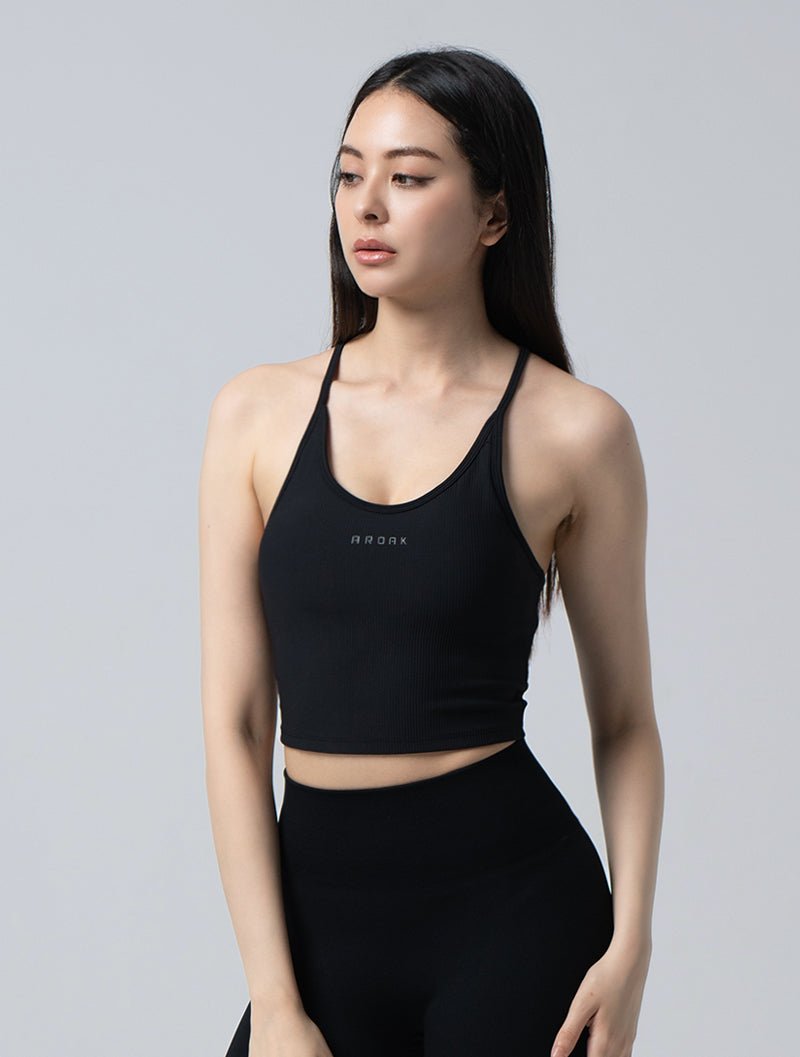 Lumin™ 肌能坑條蝴蝶背運動背心 24 - 1 (黑) - AROAK 機能健身服飾 | 專為健人打造