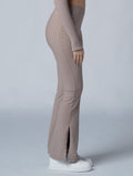 Lumin™S型蜜臀開衩喇叭瑜珈褲 24 - 2 (奶茶杏) - AROAK 機能健身服飾 | 專為健人打造