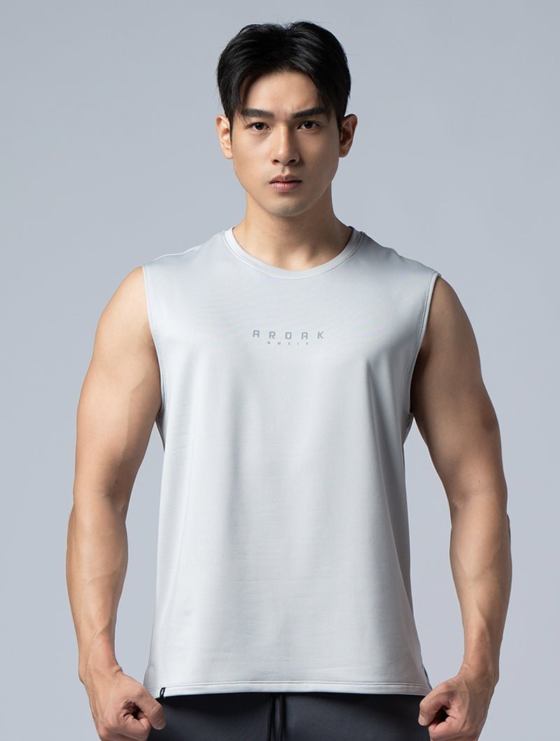 ONE - WAY™ 單向導濕寬肩訓練背心 (淺灰) - AROAK 機能健身服飾 | 專為健人打造