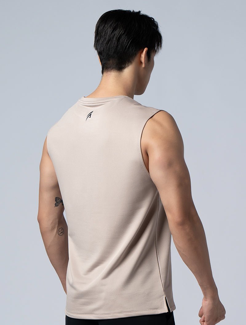 ONE - WAY™ 單向導濕寬肩訓練背心 (灰褐) - AROAK 機能健身服飾 | 專為健人打造