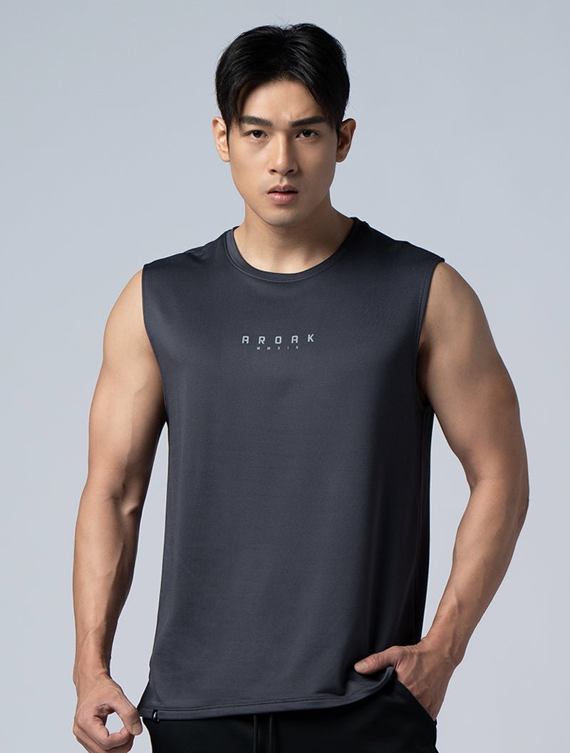 ONE - WAY™ 單向導濕寬肩訓練背心 (鐵灰) - AROAK 機能健身服飾 | 專為健人打造