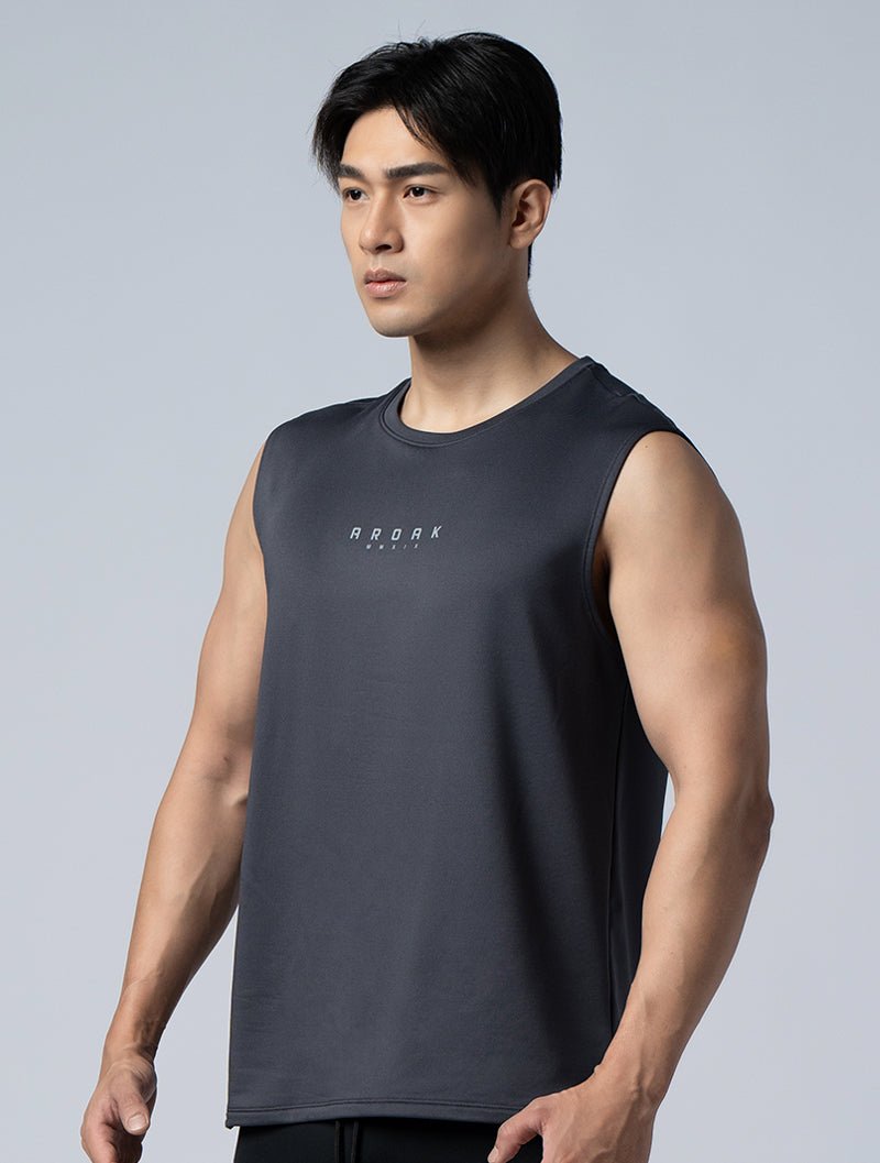 ONE - WAY™ 單向導濕寬肩訓練背心 (鐵灰) - AROAK 機能健身服飾 | 專為健人打造