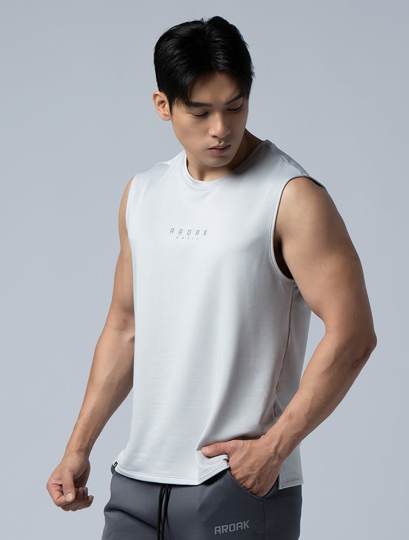ONE - WAY™ 單向導濕寬肩訓練背心 (淺灰) - AROAK 機能健身服飾 | 專為健人打造